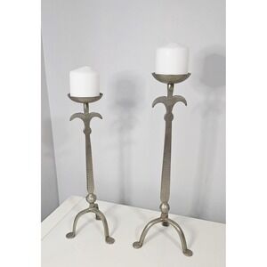 Matching Pair of Vintage 1970s Brutalist Style Candlestick Holders